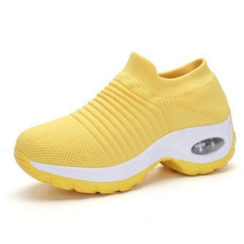 Atmungsaktive orthopädische Schuhe ohne Schnürung Stretch - Gelb