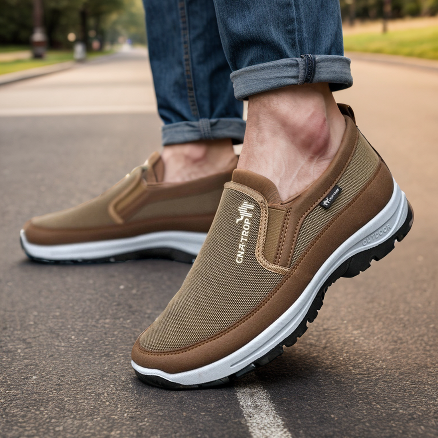 Atmungsaktive orthopädische leichte Wanderschuhe für unterwegs - Beige