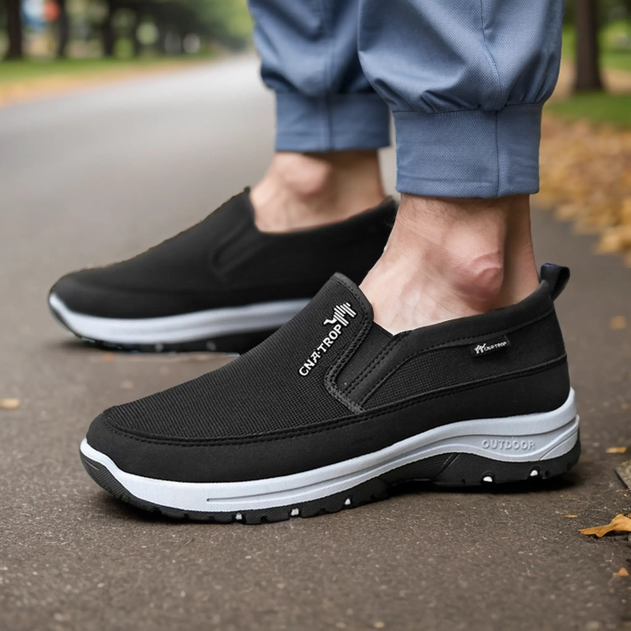 Atmungsaktive orthopädische leichte Wanderschuhe für unterwegs - Schwarz