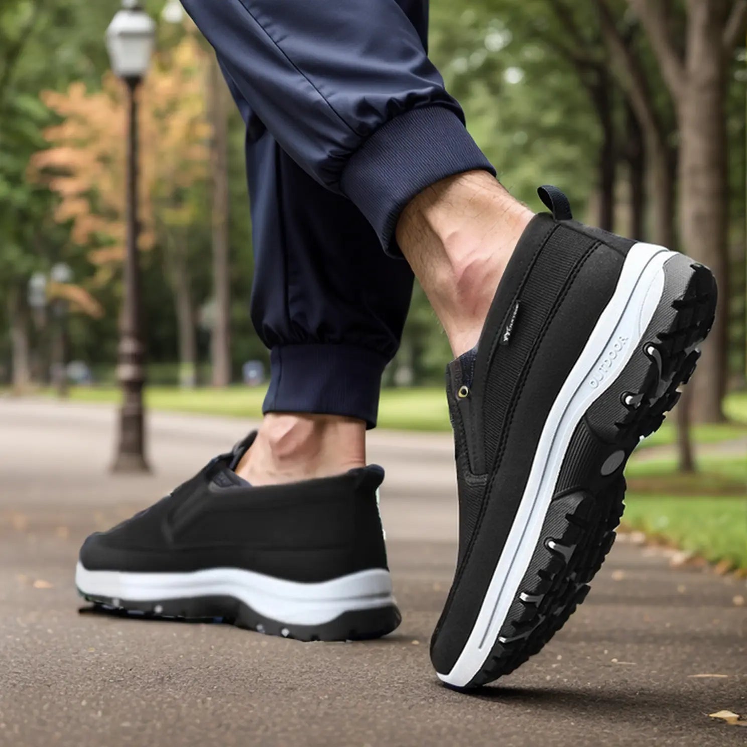 Atmungsaktive orthopädische leichte Wanderschuhe für unterwegs - Schwarz