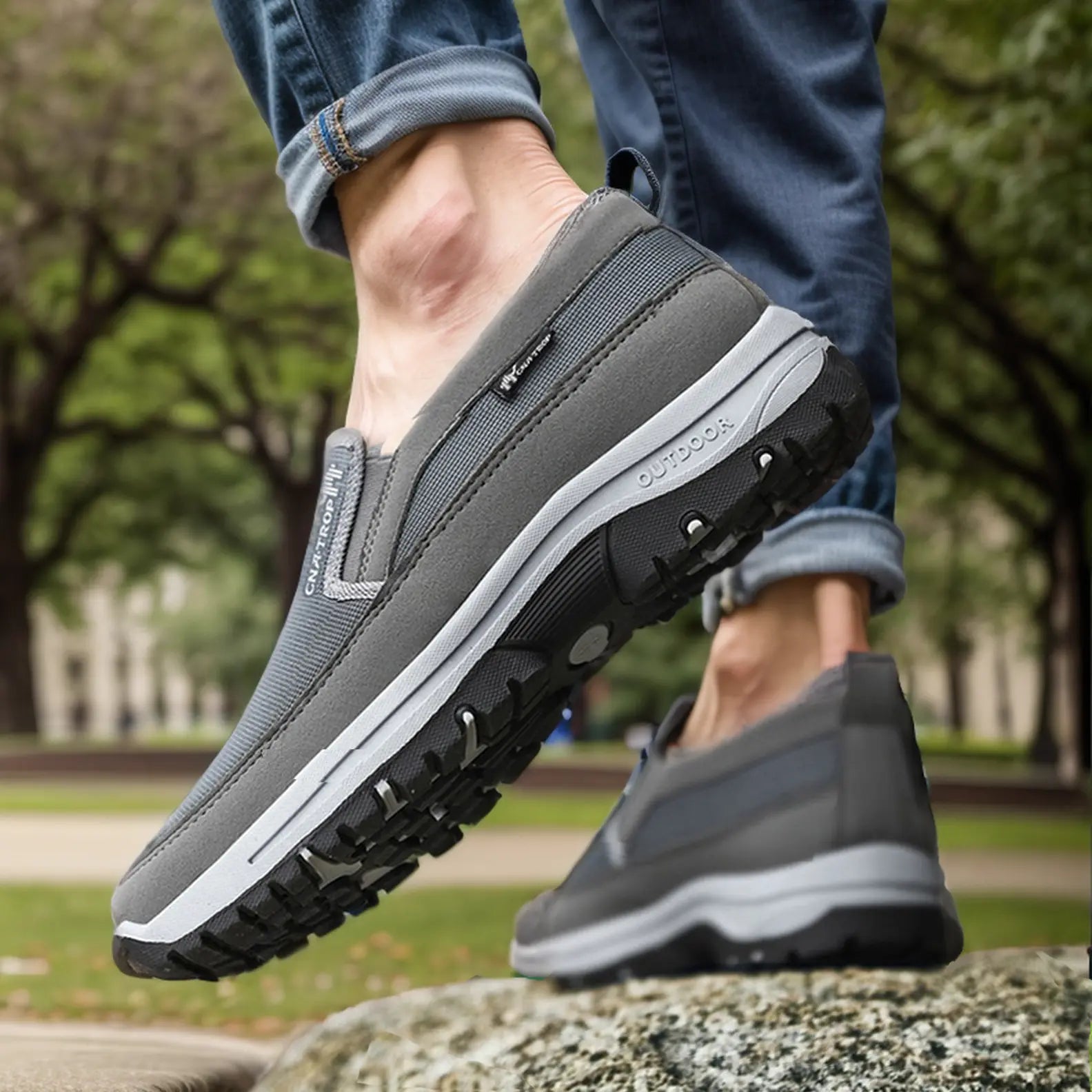 Atmungsaktive orthopädische leichte Wanderschuhe für unterwegs - Grau