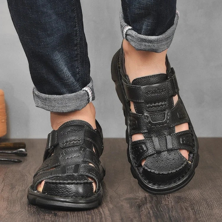 Hochwertige Sandalen aus Kuhleder für den Sommer im Freien handgefertigt für Herren modisch bequem für den Strand aus Leder