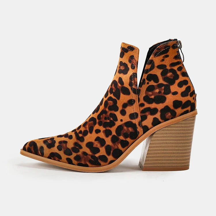Damen Westernstiefeletten Cowboystiefeletten Cutout Blockabsatz Booties