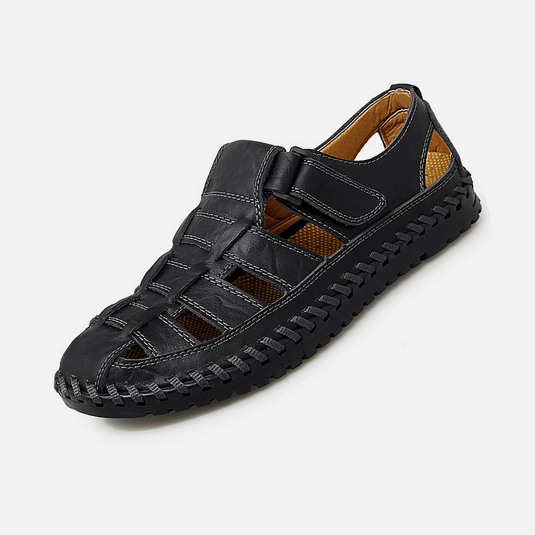 Handgenähte Freizeitsandalen aus weichem Leder für den täglichen Gebrauch im Freien für Herren