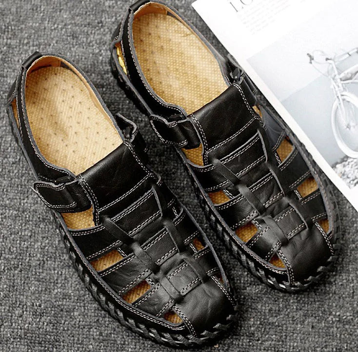 Handgenähte Freizeitsandalen aus weichem Leder für den täglichen Gebrauch im Sommer für Herren