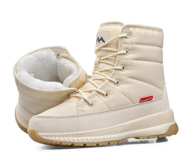 Winter-Schneestiefel aus rutschfestem Samt mit Schnürung