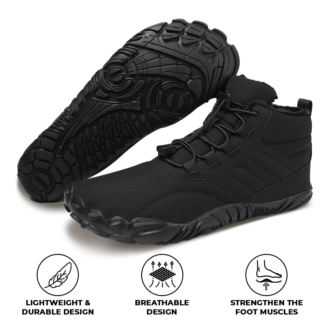 Rutschfeste wasserdichte Barfuß-Orthopädieschuhe für den Winter - Schwarz