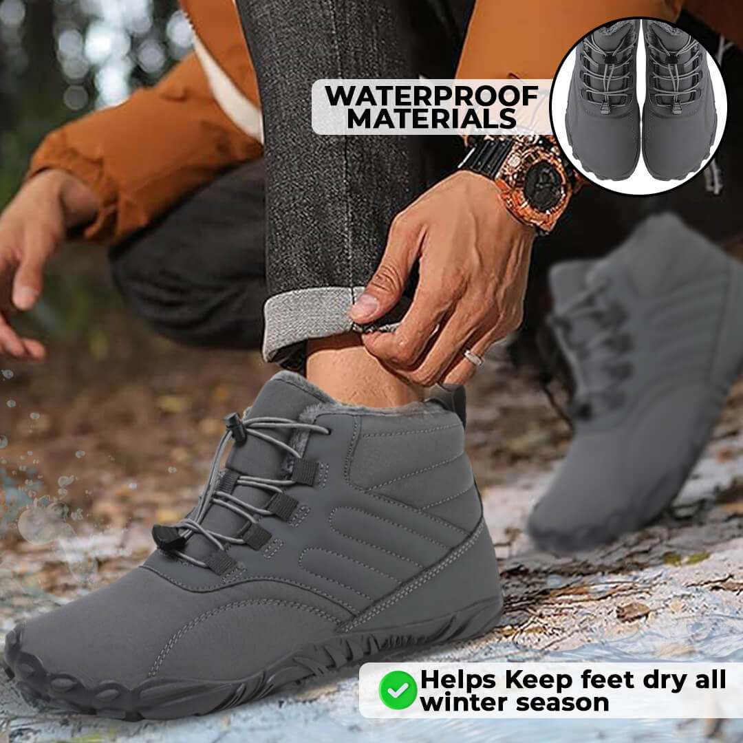 Rutschfeste und wasserdichte Barfuß-Orthopädieschuhe für den Winter - Grau