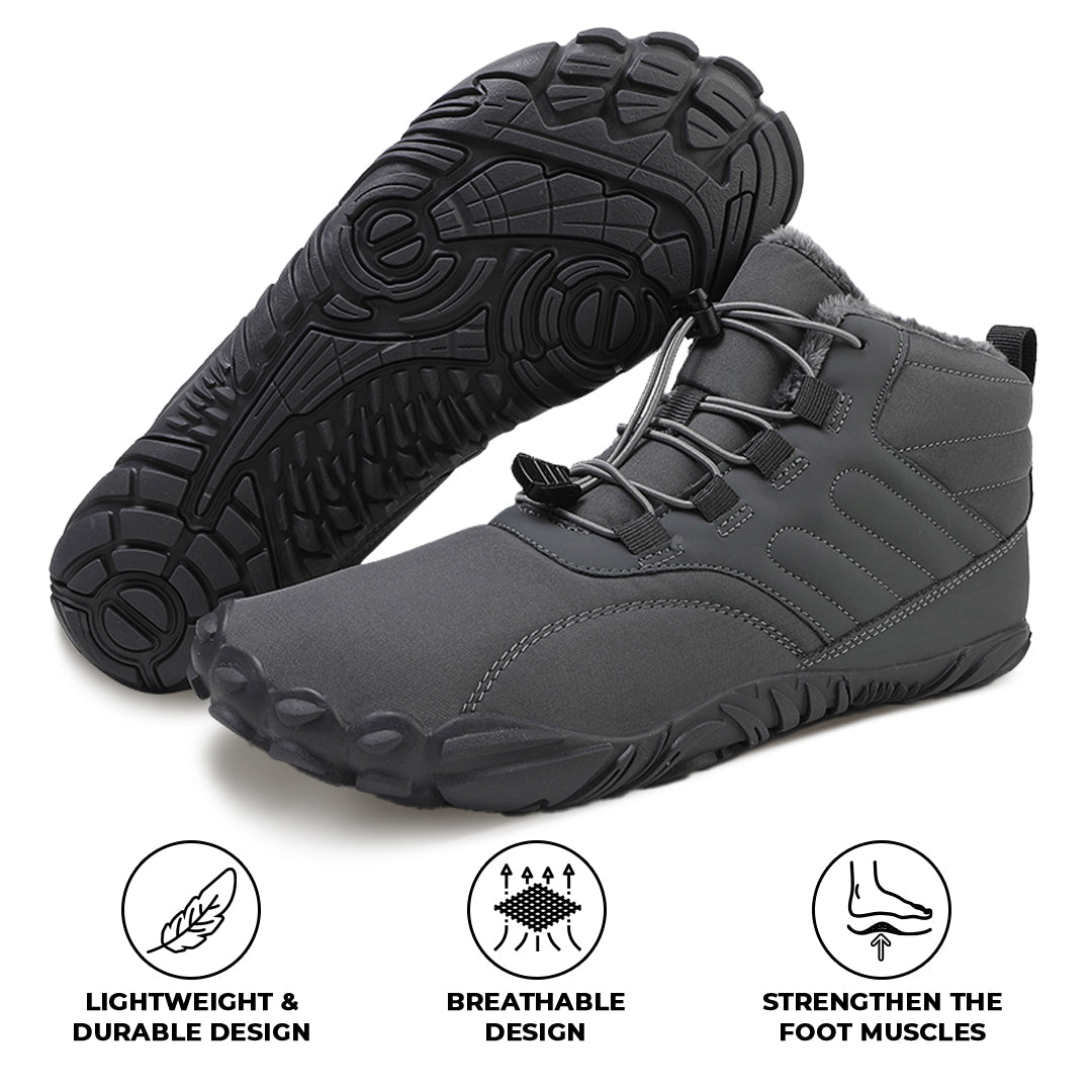 Rutschfeste und wasserdichte Barfuß-Orthopädieschuhe für den Winter - Grau