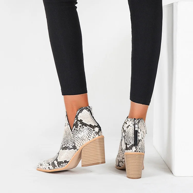 Damen Westernstiefeletten Cowboystiefeletten Cutout Blockabsatz Booties