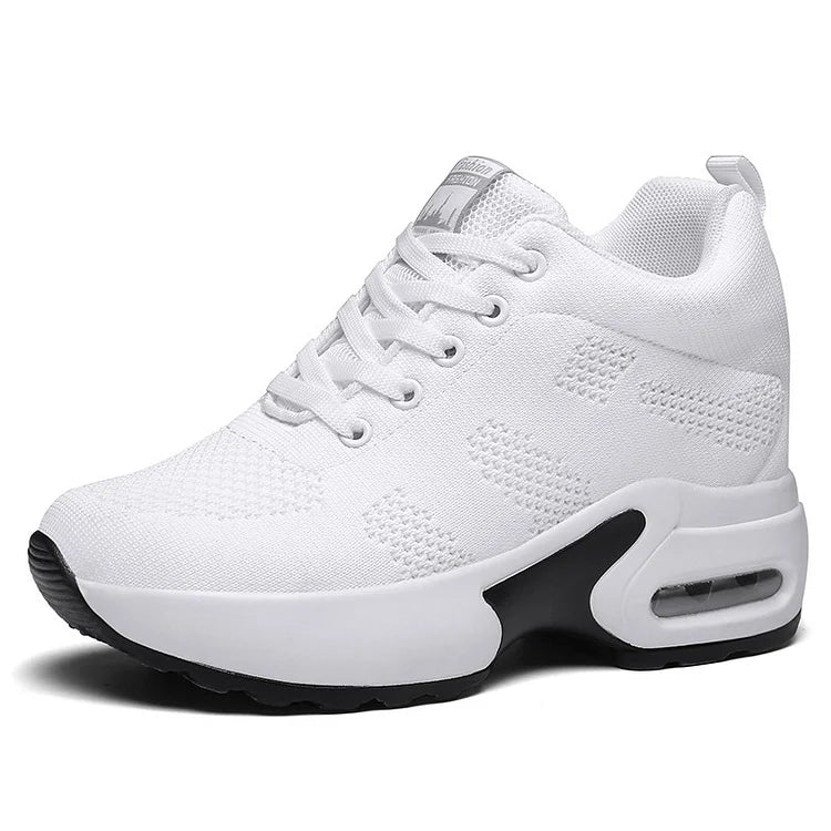 Atmungsaktive Casual Sports Wedge Platform Air Cushion Sneakers mit Schnürung aus Mesh