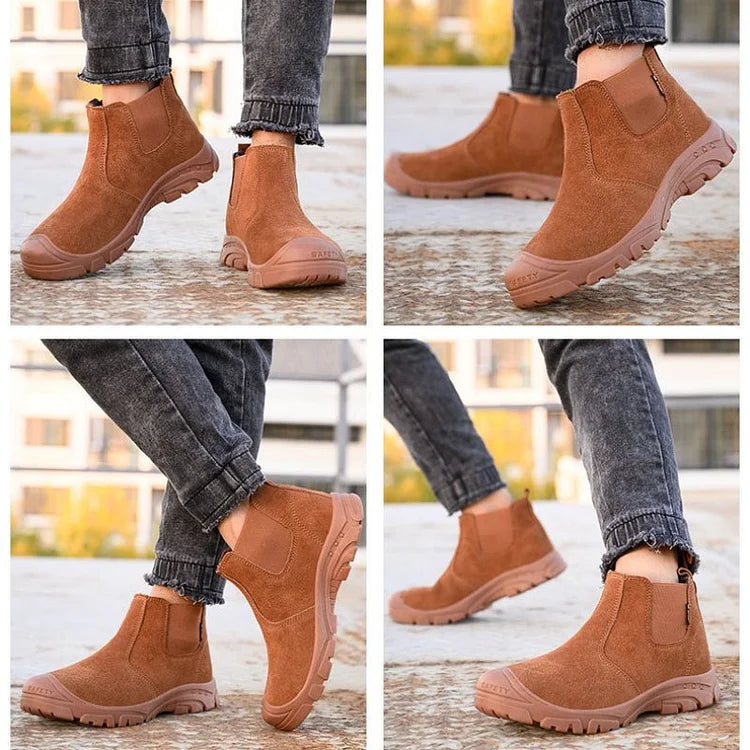 Anti-Smashing Herren Arbeitsstiefeletten Wildleder Stahlkappe Orthopädische Schuhe
