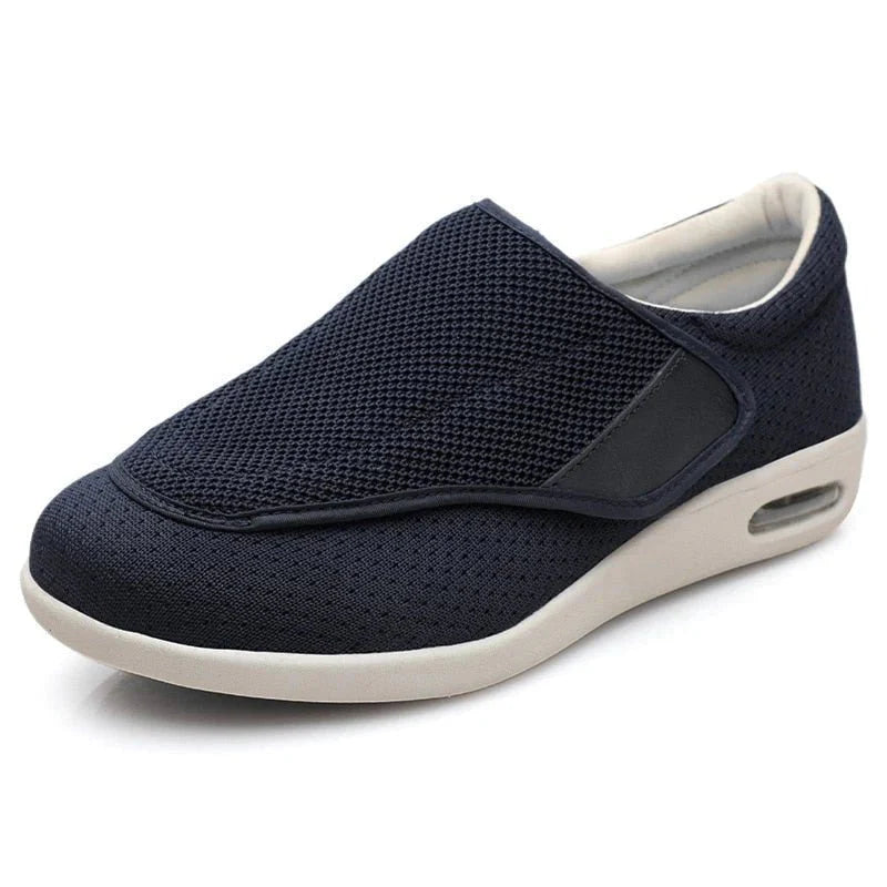 Elastische orthopädische Schuhe ohne Schnürung weit mit verstellbarem Verschluss – Seeblau