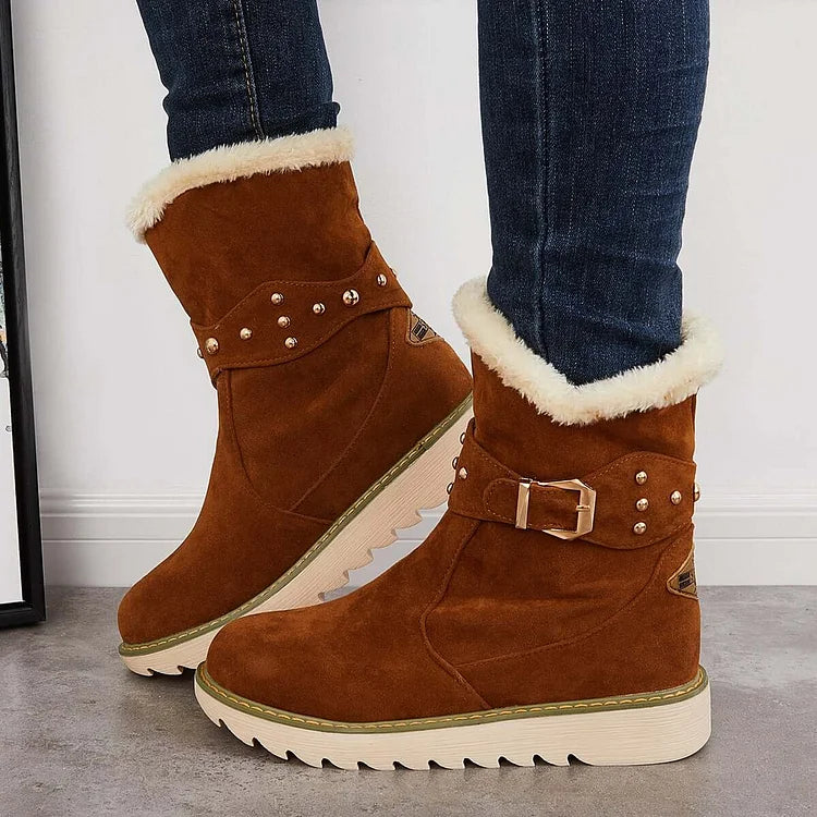 Rutschfeste Schneestiefeletten warme Schlupfstiefeletten mit Fellfutter