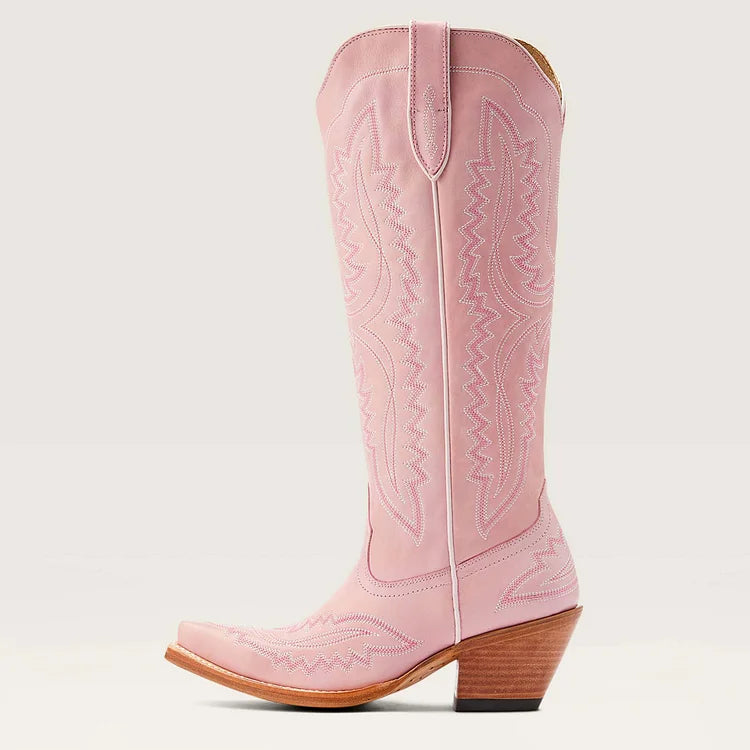 Bestickte Westernstiefel mit Blockabsatz und niedrigem Absatz