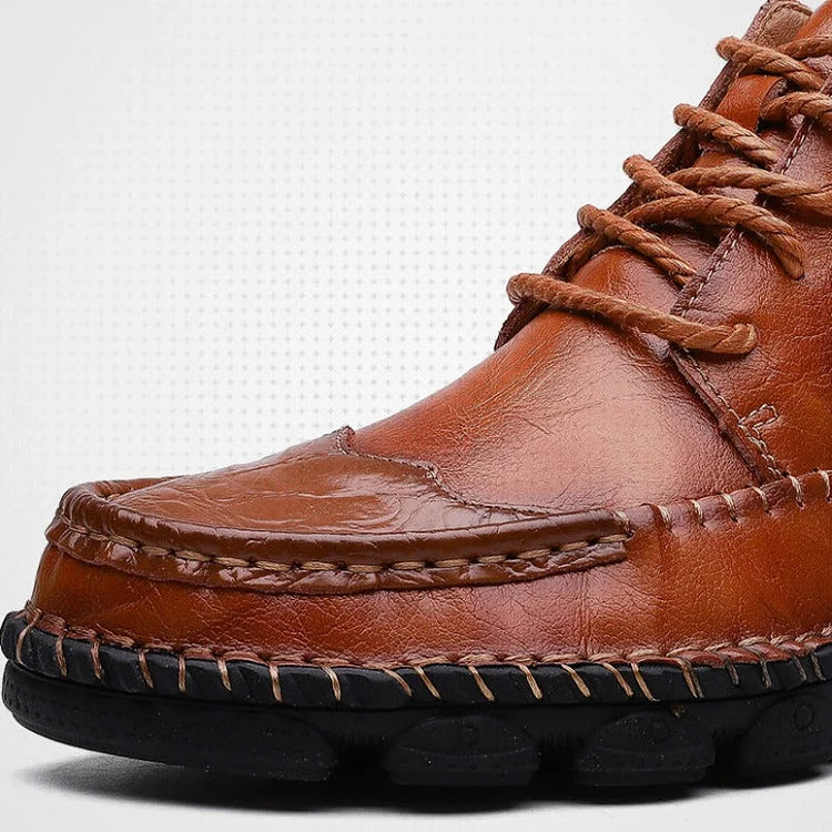 Herren Leder Stiefeletten Runde Zehen Lässige orthopädische Schuhe