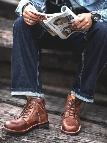 Herren wasserdichte rutschfeste Chukka-Stiefel mit Fußgewölbeunterstützung im Vintage-Stil
