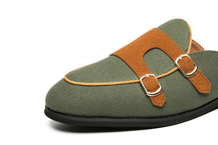 Moderne Herren Pantoletten mit Schnallen im Bicolor-Look