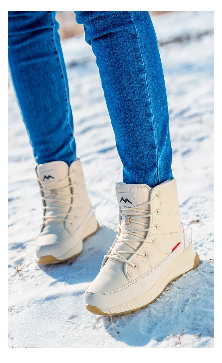 Winter-Schneestiefel aus rutschfestem Samt mit Schnürung