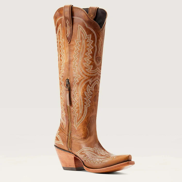 Bestickte Westernstiefel mit Blockabsatz und niedrigem Absatz