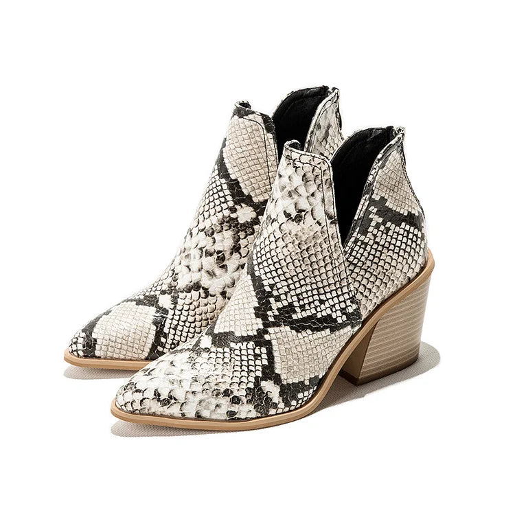 Damen Westernstiefeletten Cowboystiefeletten Cutout Blockabsatz Booties