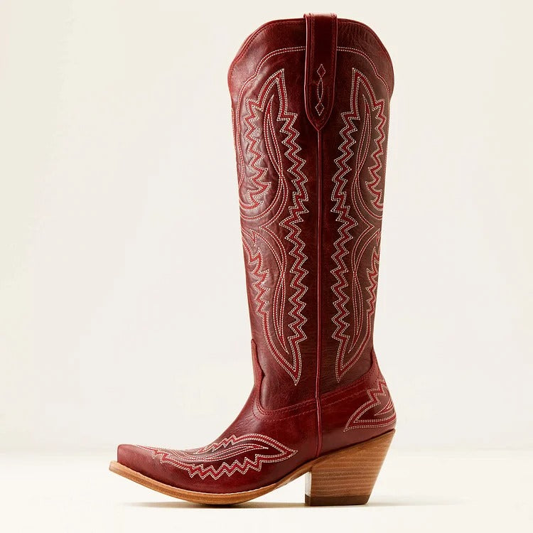 Bestickte Westernstiefel mit Blockabsatz und niedrigem Absatz