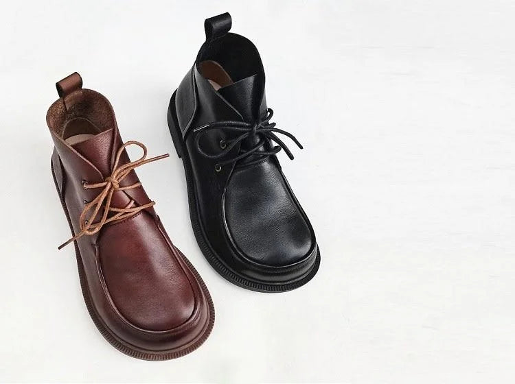Damen Stiefeletten mit runder Spitze und Schnürung