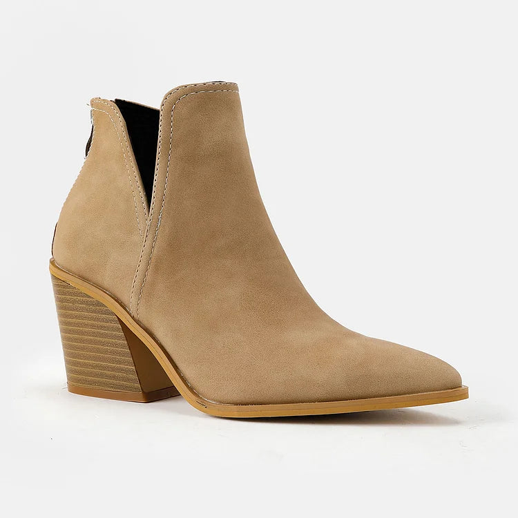 Damen Westernstiefeletten Cowboystiefeletten Cutout Blockabsatz Booties