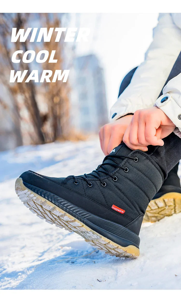 Winter-Schneestiefel aus rutschfestem Samt mit Schnürung