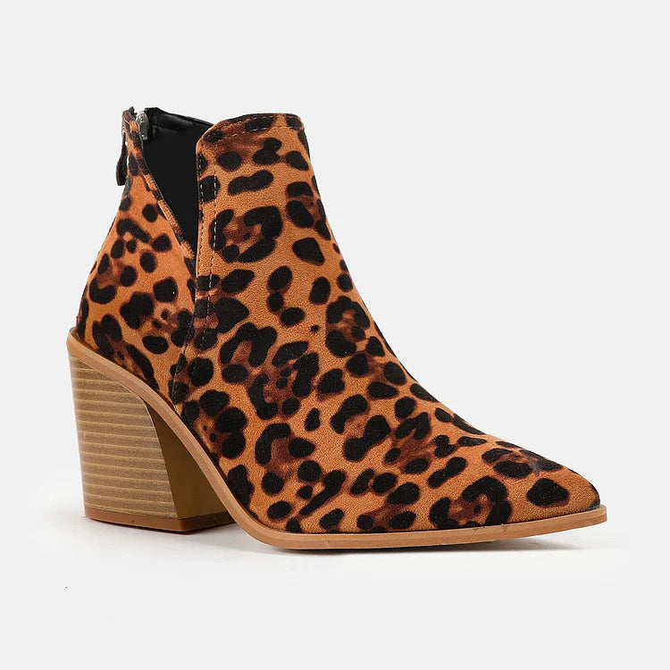 Damen Westernstiefeletten Cowboystiefeletten Cutout Blockabsatz Booties
