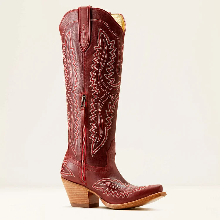 Bestickte Westernstiefel mit Blockabsatz und niedrigem Absatz