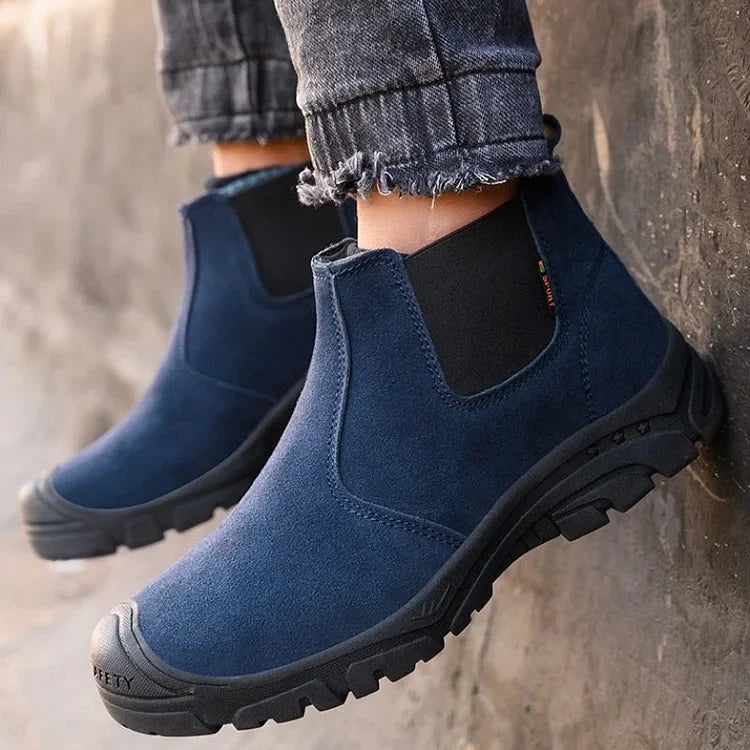 Anti-Smashing Herren Arbeitsstiefeletten Wildleder Stahlkappe Orthopädische Schuhe