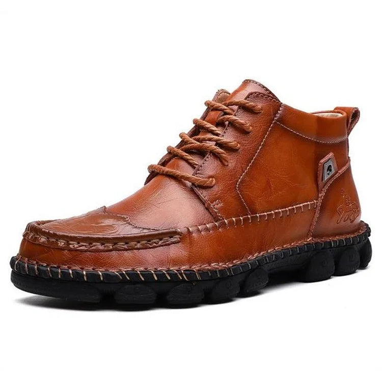 Herren Leder Stiefeletten Runde Zehen Lässige orthopädische Schuhe