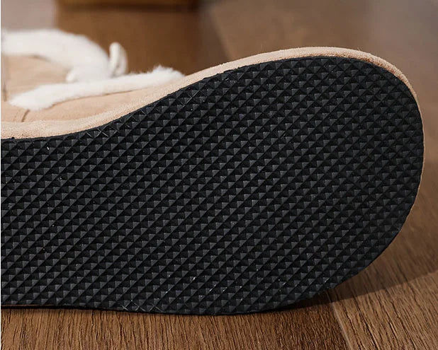 Damen Retro-Schnürstiefel aus Samt mit dicker Sohle und warmer Wadenhöhe