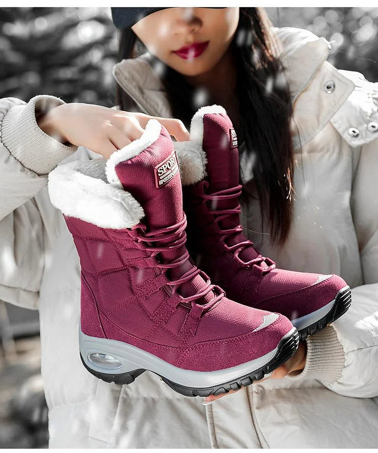 Neue Winterstiefel für Damen warm bis zur Mitte der Wade Schneestiefel