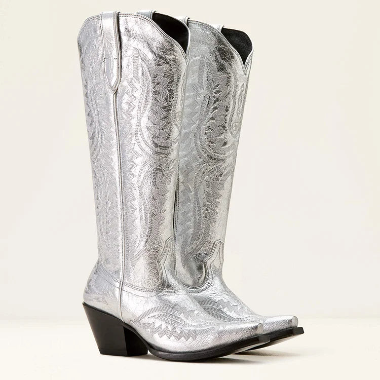 Bestickte Westernstiefel mit Blockabsatz und niedrigem Absatz Reitstiefel2