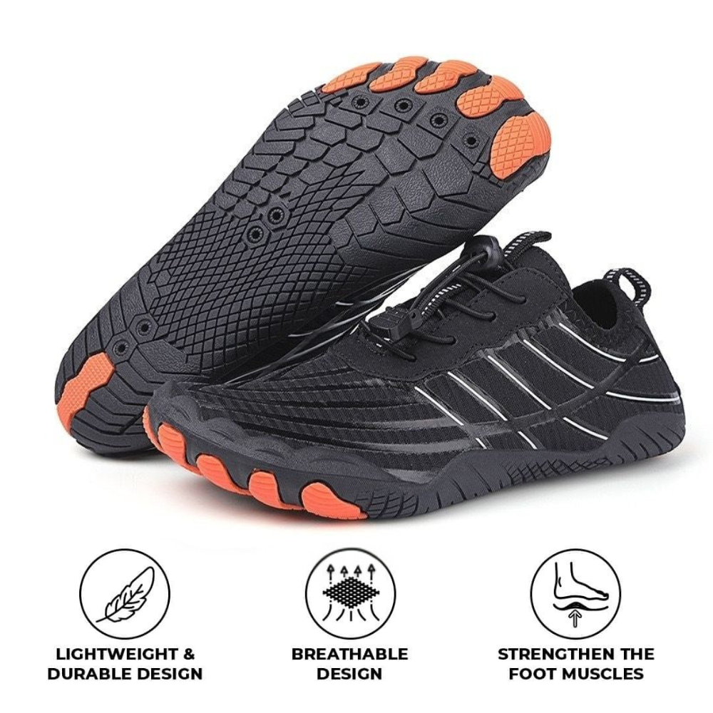 Rutschfeste orthopädische Barfußschuhe für breite Füße - Schwarz