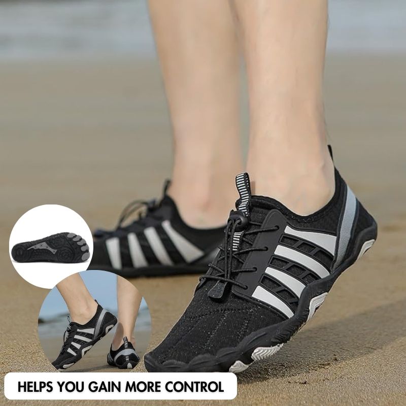 Rutschfeste orthopädische Barfußschuhe mit weiter Zehenpartie – Schwarz