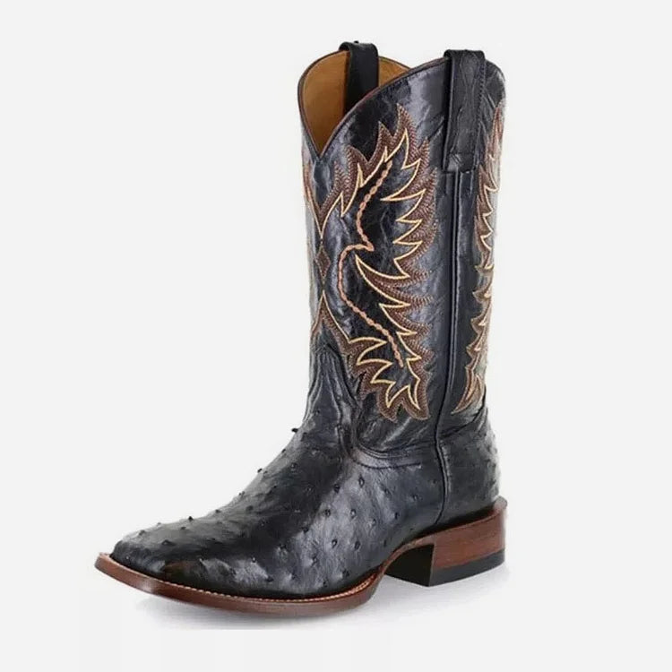 Westernstiefel im Vintage-Look für Herren – Mit breiter eckiger Zehenform