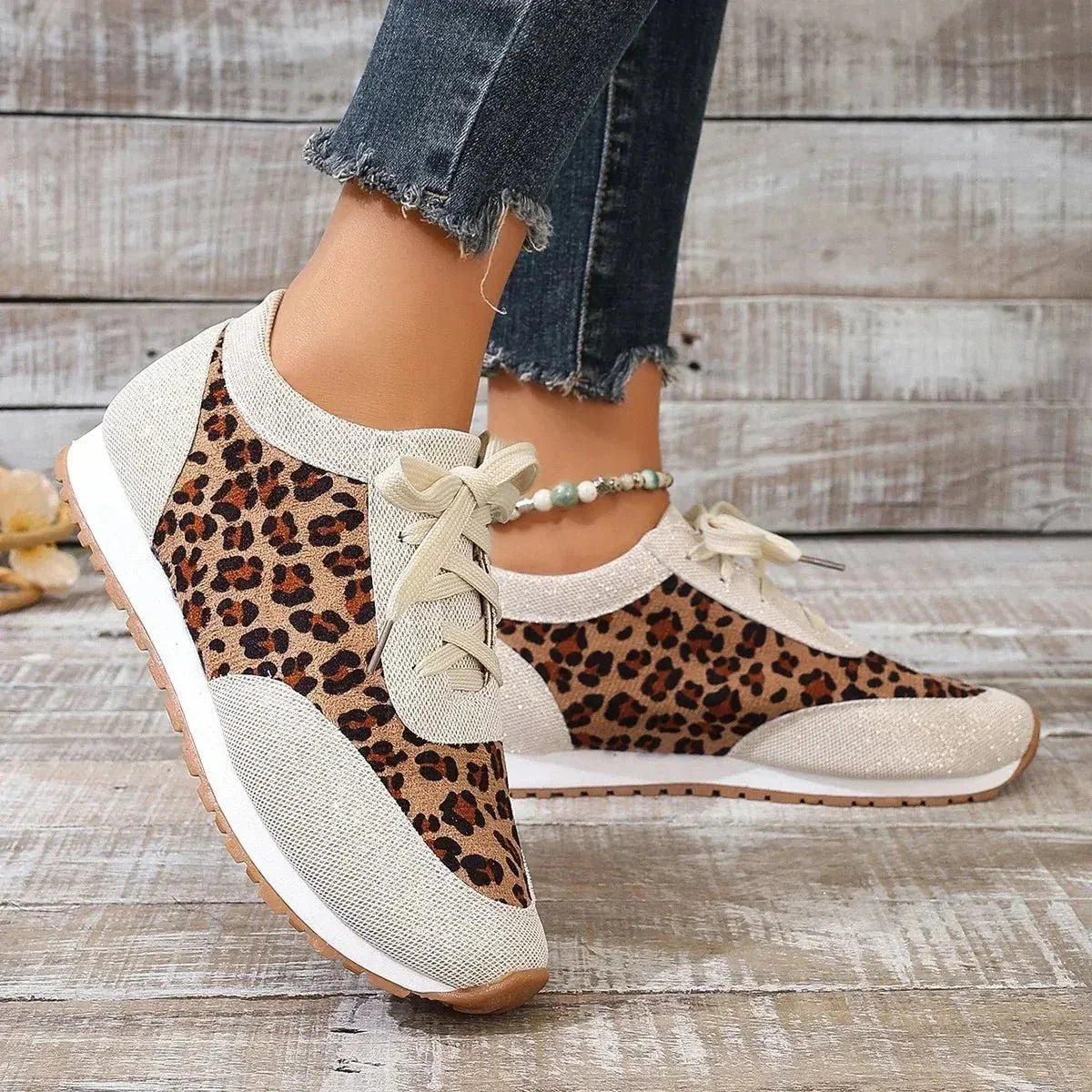Schuhe Herbst Leopard Print Mischfarben Casual