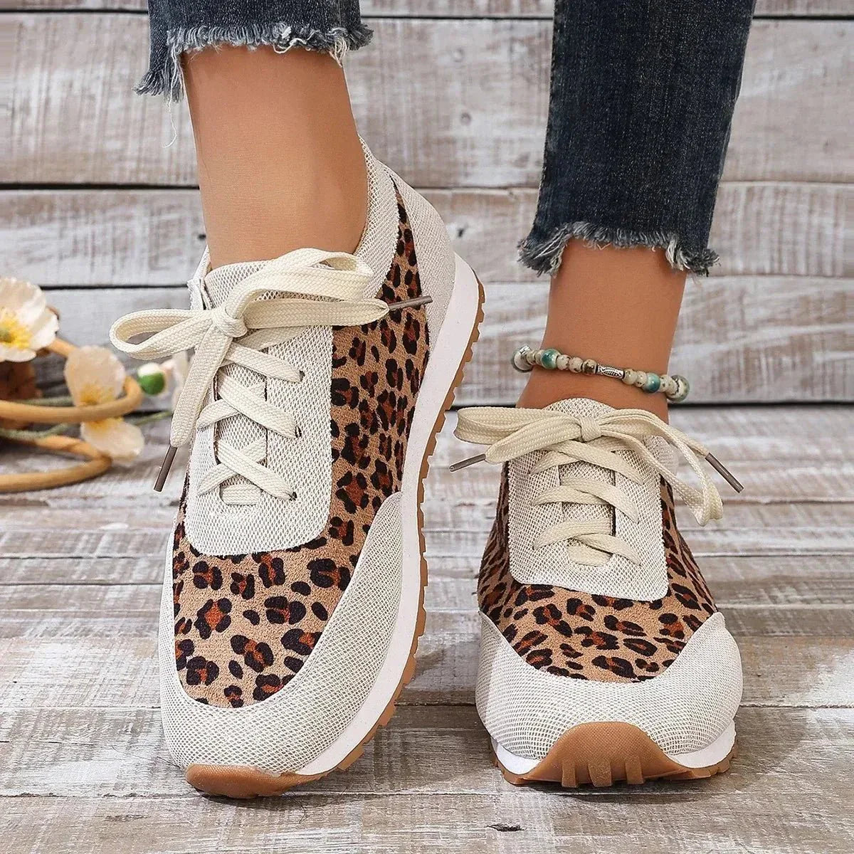 Schuhe Herbst Leopard Print Mischfarben Casual