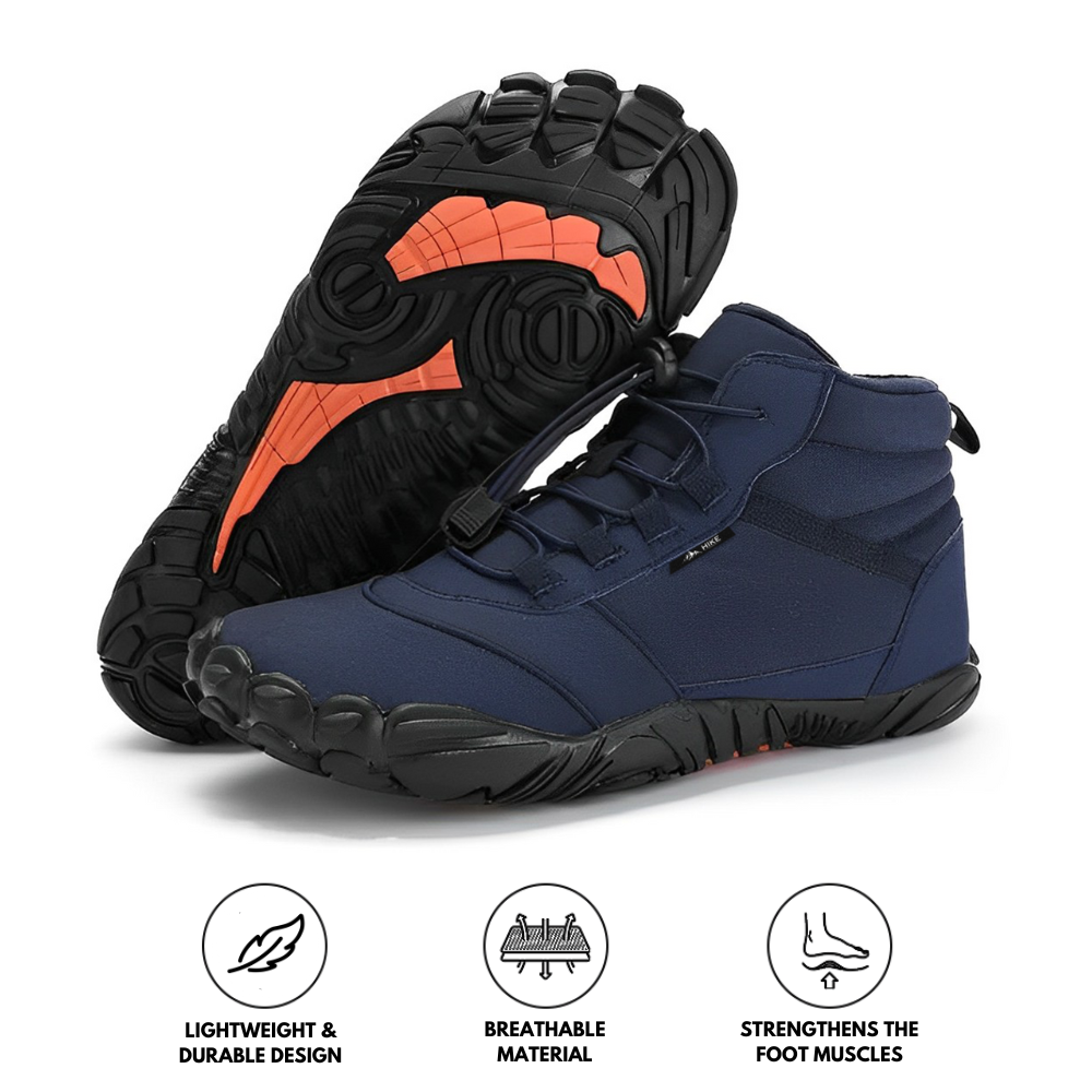 Rutschfeste und wasserdichte Barfuß-Wanderschuhe für den Winter - Blau