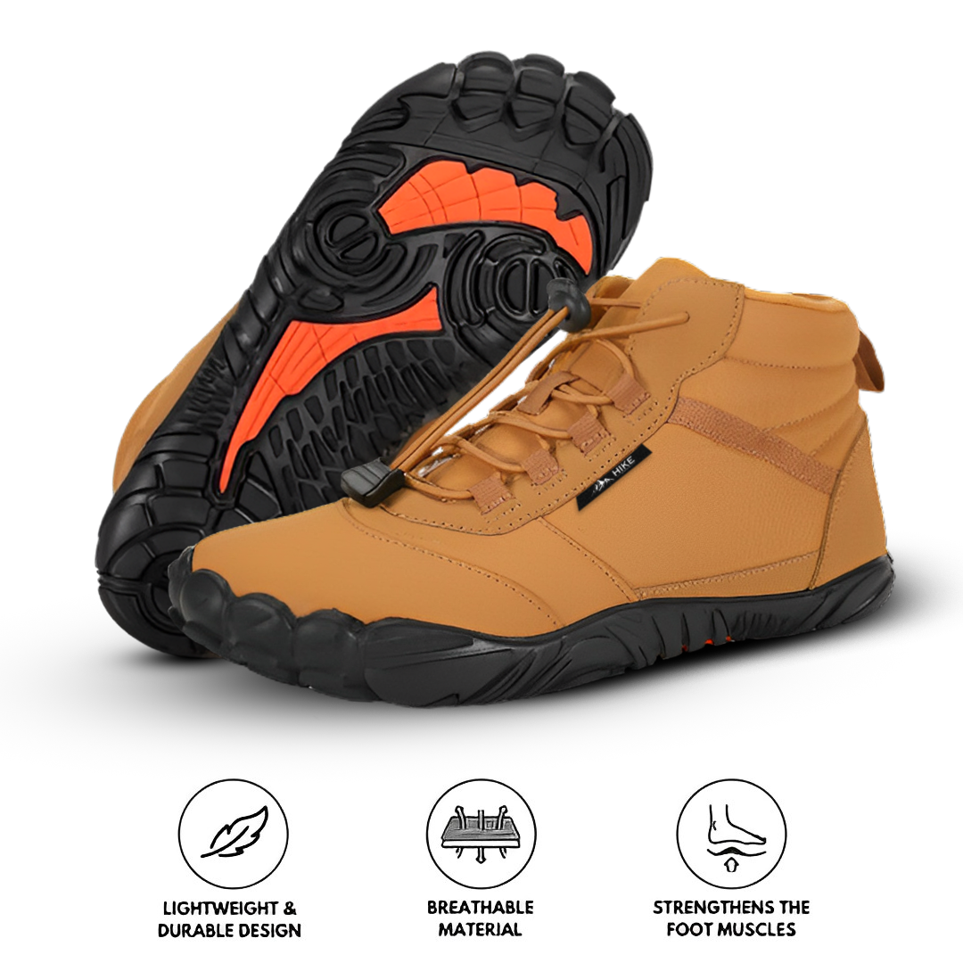 Rutschfeste und wasserdichte Barfuß-Wanderschuhe für den Winter - Braun