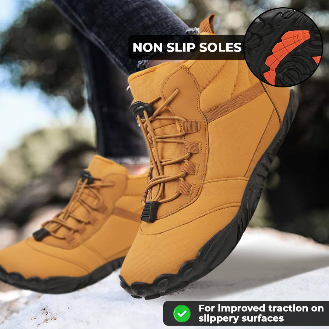 Rutschfeste wasserdichte Barfuß Winter Orthesenschuhe - Braun