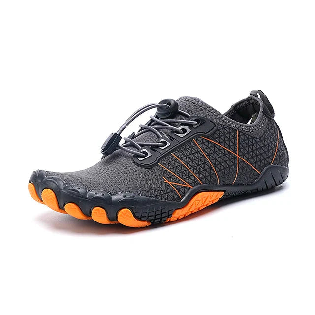 Bequeme orthopädische Barfußschuhe - Grau Orange