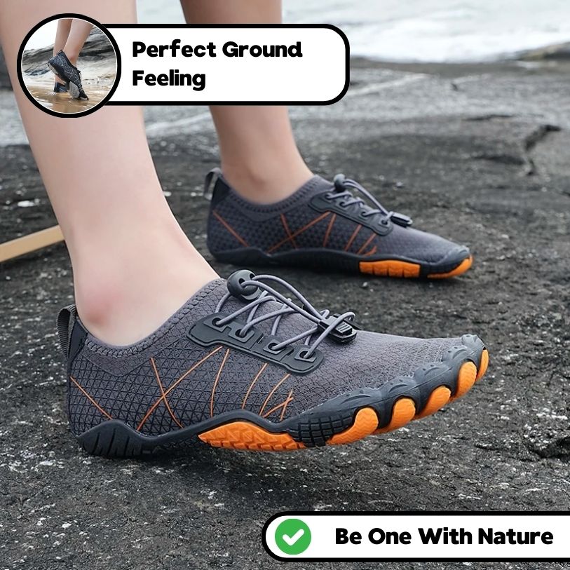Bequeme orthopädische Barfußschuhe - Grau Orange