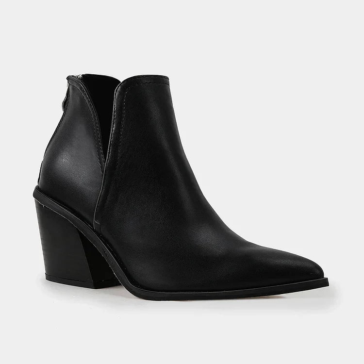 Damen Westernstiefeletten Cowboystiefeletten Cutout Blockabsatz Booties