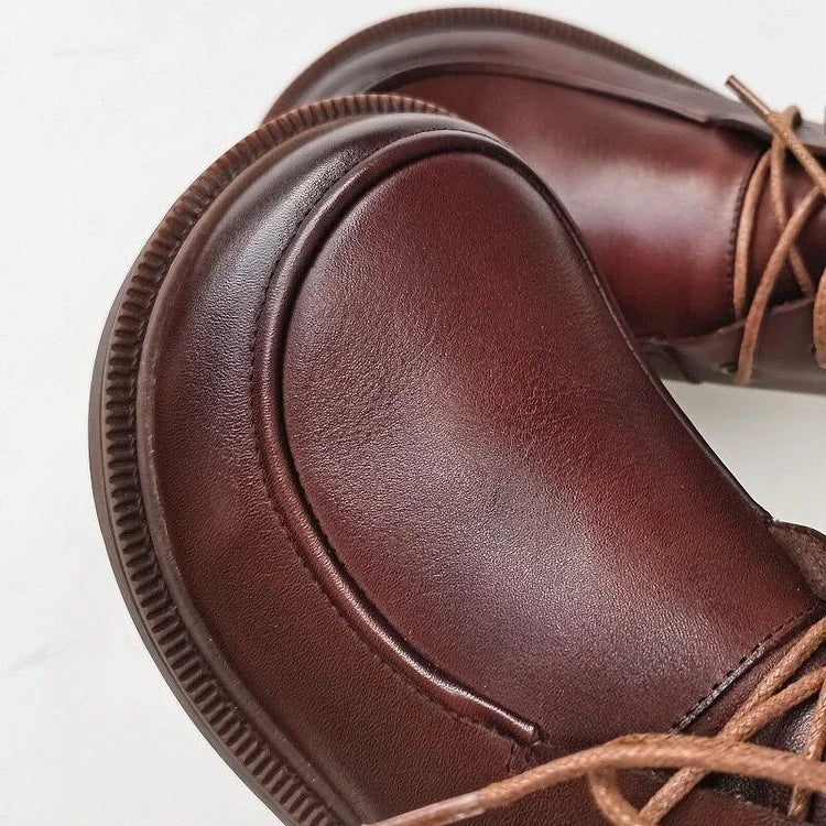 Damen Stiefeletten mit runder Spitze und Schnürung