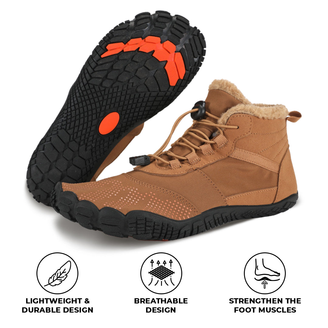 Rutschfeste und wasserdichte Barfuß-Orthopädieschuhe für den Winter - Braun