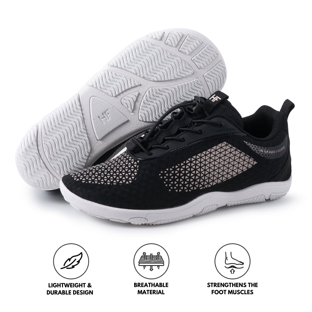 Ergonomische und stützende Barfuß-Wanderschuhe – Schwarz